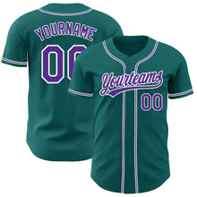 Load image into Gallery viewer, Custom Teal Purple-White Authentic Baseball Jersey