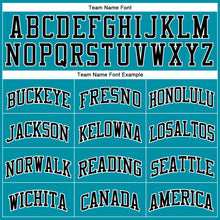 Load image into Gallery viewer, Custom Teal Black Pinstripe Black-White Authentic Basketball Jersey