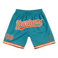 Load image into Gallery viewer, Custom Teal Orange-White Authentic Throwback Basketball Shorts