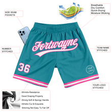 Load image into Gallery viewer, Custom Teal White-Pink Authentic Throwback Basketball Shorts