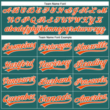 Load image into Gallery viewer, Custom Teal White Pinstripe Orange Authentic Baseball Jersey