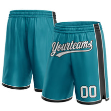 Load image into Gallery viewer, Custom Teal White-Black Authentic Basketball Shorts