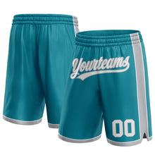 Load image into Gallery viewer, Custom Teal White-Gray Authentic Basketball Shorts