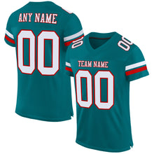 Load image into Gallery viewer, Custom Teal White-Red Mesh Authentic Football Jersey