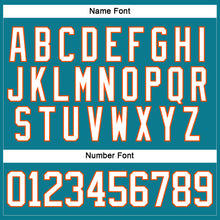 Load image into Gallery viewer, Custom Teal White-Orange Hockey Lace Neck Jersey