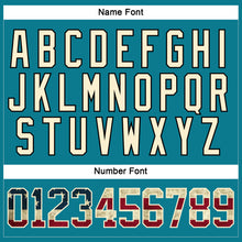 Load image into Gallery viewer, Custom Teal Vintage USA Flag Cream-Black Hockey Lace Neck Jersey