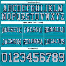 Load image into Gallery viewer, Custom Stitched Teal Gray-Navy Football Pullover Sweatshirt Hoodie