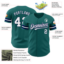 Load image into Gallery viewer, Custom Teal White-Navy Authentic Baseball Jersey