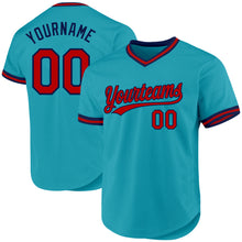 Load image into Gallery viewer, Custom Teal Red-Navy Authentic Throwback Baseball Jersey