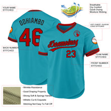 Load image into Gallery viewer, Custom Teal Red-Black Authentic Throwback Baseball Jersey