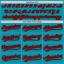 Load image into Gallery viewer, Custom Teal Red-Black Authentic Throwback Baseball Jersey