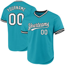 Load image into Gallery viewer, Custom Teal White-Black Authentic Throwback Baseball Jersey