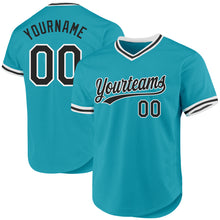 Load image into Gallery viewer, Custom Teal Black-White Authentic Throwback Baseball Jersey