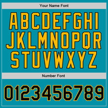 Load image into Gallery viewer, Custom Teal Black-Gold Authentic Throwback Basketball Jersey