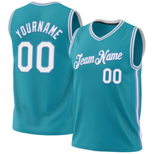 Load image into Gallery viewer, Custom Teal White-Light Blue Authentic Throwback Basketball Jersey