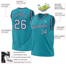Load image into Gallery viewer, Custom Teal Gray-Navy Authentic Throwback Basketball Jersey