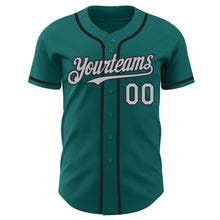 Load image into Gallery viewer, Custom Teal Gray-Black Authentic Baseball Jersey