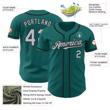 Load image into Gallery viewer, Custom Teal Gray-Black Authentic Baseball Jersey