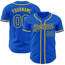 Load image into Gallery viewer, Custom Thunder Blue Yellow Authentic Baseball Jersey