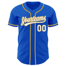 Load image into Gallery viewer, Custom Thunder Blue White-Old Gold Authentic Baseball Jersey