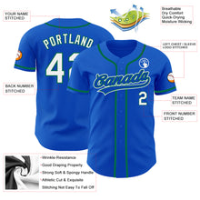 Load image into Gallery viewer, Custom Thunder Blue White-Kelly Green Authentic Baseball Jersey