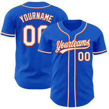 Load image into Gallery viewer, Custom Thunder Blue White-Orange Authentic Baseball Jersey