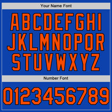 Load image into Gallery viewer, Custom Thunder Blue Orange-Black Authentic Baseball Jersey