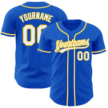 Load image into Gallery viewer, Custom Thunder Blue White-Yellow Authentic Baseball Jersey