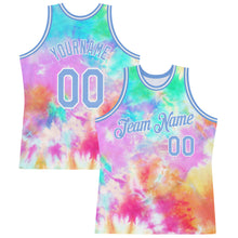 Load image into Gallery viewer, Custom Tie Dye Light Blue-White 3D Authentic Basketball Jersey