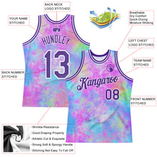 Load image into Gallery viewer, Custom Tie Dye Purple-White 3D Watercolor Gradient Authentic Basketball Jersey