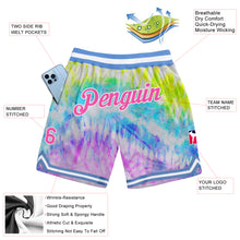 Load image into Gallery viewer, Custom Tie Dye Pink-White 3D Authentic Basketball Shorts