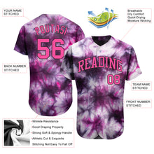 Load image into Gallery viewer, Custom Tie Dye Pink-Black 3D Authentic Baseball Jersey