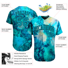 Load image into Gallery viewer, Custom Tie Dye Teal-Black 3D Authentic Baseball Jersey