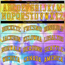 Load image into Gallery viewer, Custom Tie Dye Gold-Purple 3D Authentic Baseball Jersey