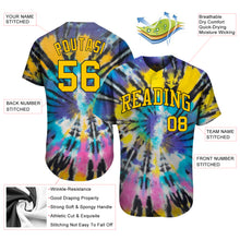 Load image into Gallery viewer, Custom Tie Dye Gold-Black 3D Authentic Baseball Jersey