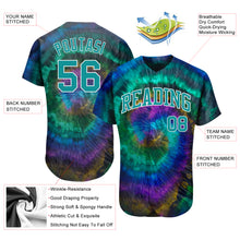 Load image into Gallery viewer, Custom Tie Dye Teal-White 3D Authentic Baseball Jersey
