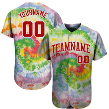 Load image into Gallery viewer, Custom Tie Dye Red-White 3D Authentic Baseball Jersey