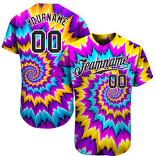 Load image into Gallery viewer, Custom Tie Dye Black-White 3D Authentic Baseball Jersey