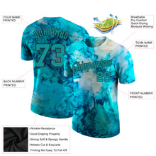 Load image into Gallery viewer, Custom Tie Dye Aqua-Black 3D Performance T-Shirt