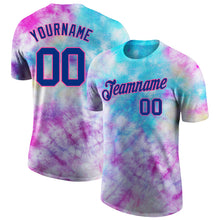 Load image into Gallery viewer, Custom Tie Dye Royal-Pink 3D Performance T-Shirt