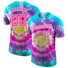 Load image into Gallery viewer, Custom Tie Dye Pink-White 3D Performance T-Shirt