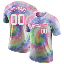 Load image into Gallery viewer, Custom Tie Dye White-Pink 3D Performance T-Shirt