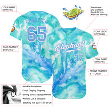 Load image into Gallery viewer, Custom Tie Dye Light Blue-White 3D Authentic Baseball Jersey