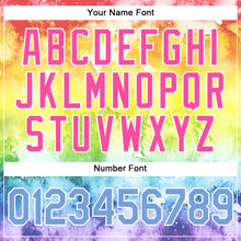 Load image into Gallery viewer, Custom Tie Dye Light Blue-Pink 3D Rainbow Authentic Baseball Jersey