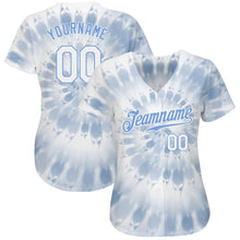 Load image into Gallery viewer, Custom Tie Dye White-Light Blue 3D Watercolor Authentic Baseball Jersey