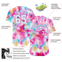 Load image into Gallery viewer, Custom Tie Dye White-Light Blue 3D Colorful Watercolor Authentic Baseball Jersey