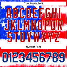 Load image into Gallery viewer, Custom Tie Dye Royal-Red 3D American Flag Authentic Baseball Jersey