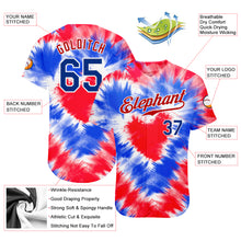 Load image into Gallery viewer, Custom Tie Dye Royal-Red 3D American Flag Authentic Baseball Jersey