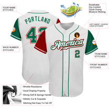 Load image into Gallery viewer, Custom White Kelly Green-Red Authentic Two Tone Baseball Jersey