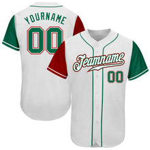 Load image into Gallery viewer, Custom White Kelly Green-Red Authentic Two Tone Baseball Jersey